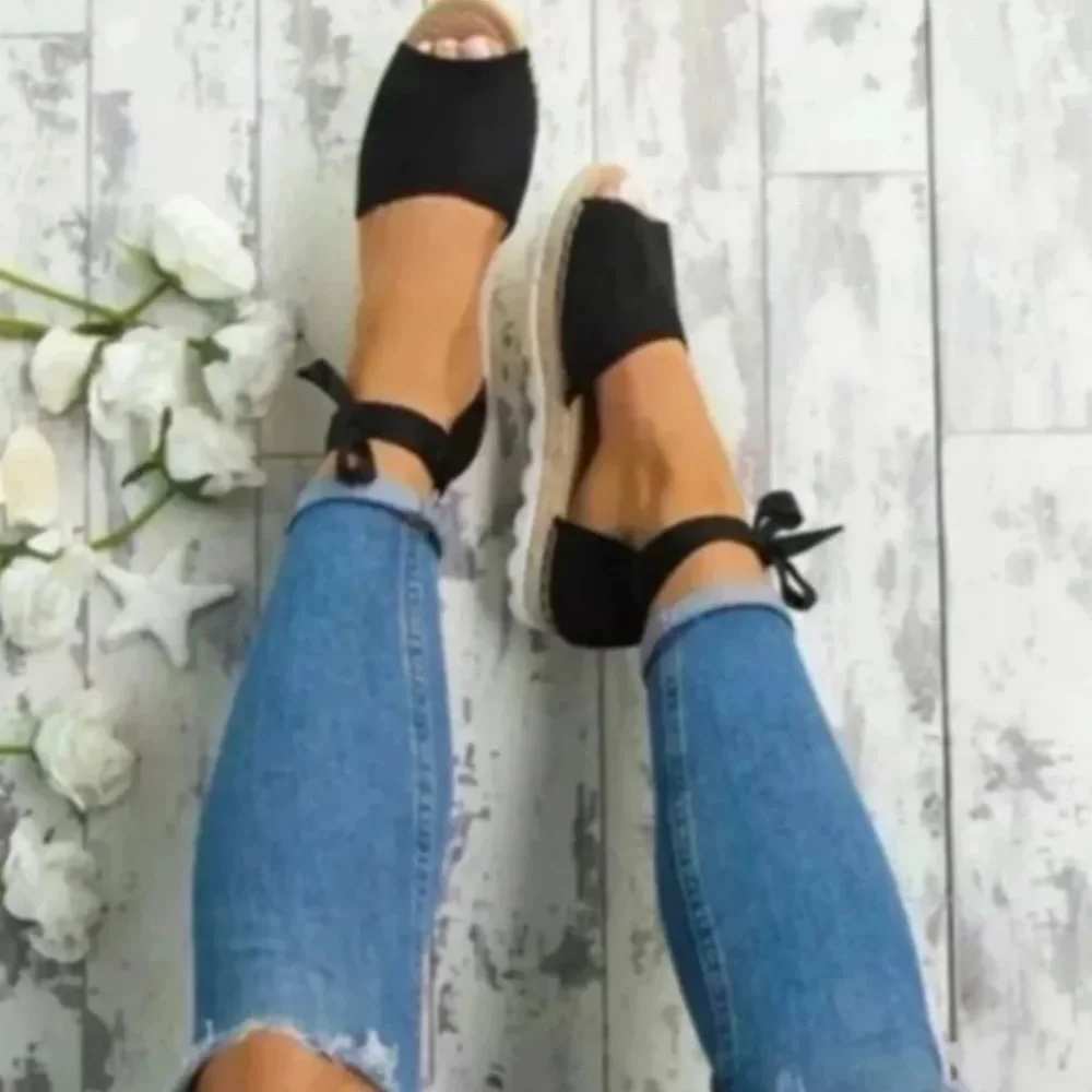 Black Espadrille Sandal Size 8